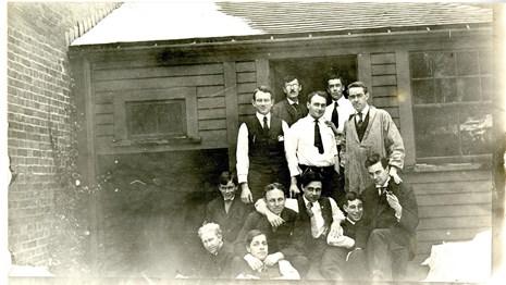 Employees by the back door