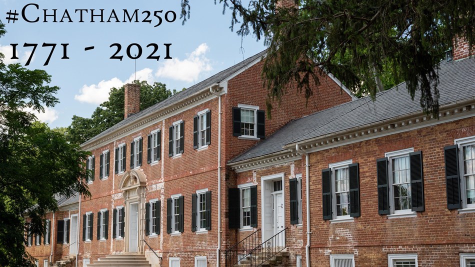 Two story brick building with text #Chatham 250, 1771-2021