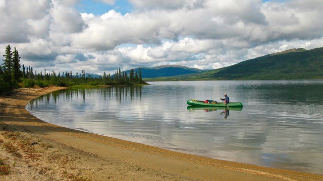 A canoeist on Walker Lake