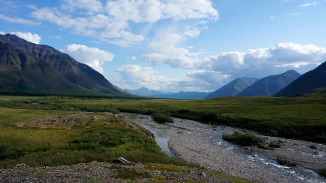 Tinayguk River flowing out of the Brooks Range mountains