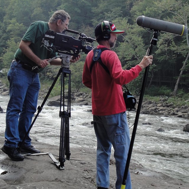 cameraman and soundman film on the Gauley River