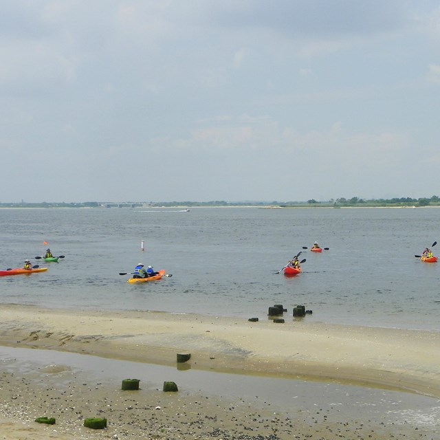 Kayaks in the water