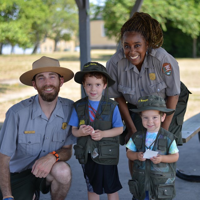 Two rangers and two junior rangers