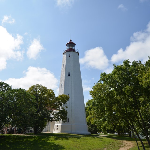 Sandy Hook LIghthouse on a sunny day