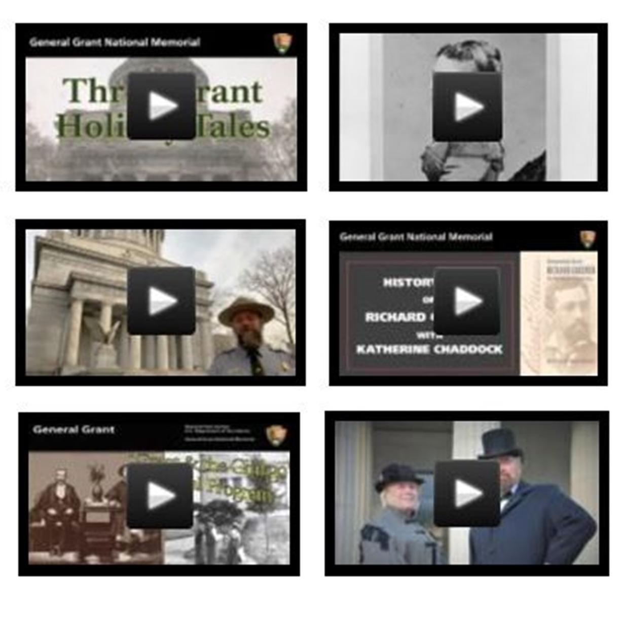 4X4 grid of video icons with play button