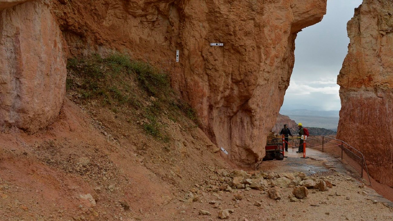 rockfall on trail