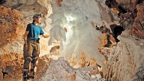 Gypsum Chandelier in Lechuguilla Cave - Photo by Permission - Jean Krejca
