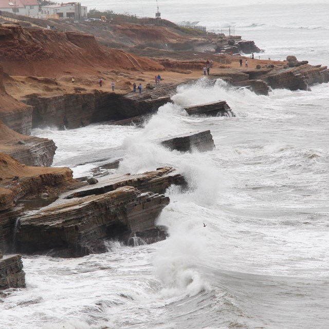 waves breaking on a rocky shore