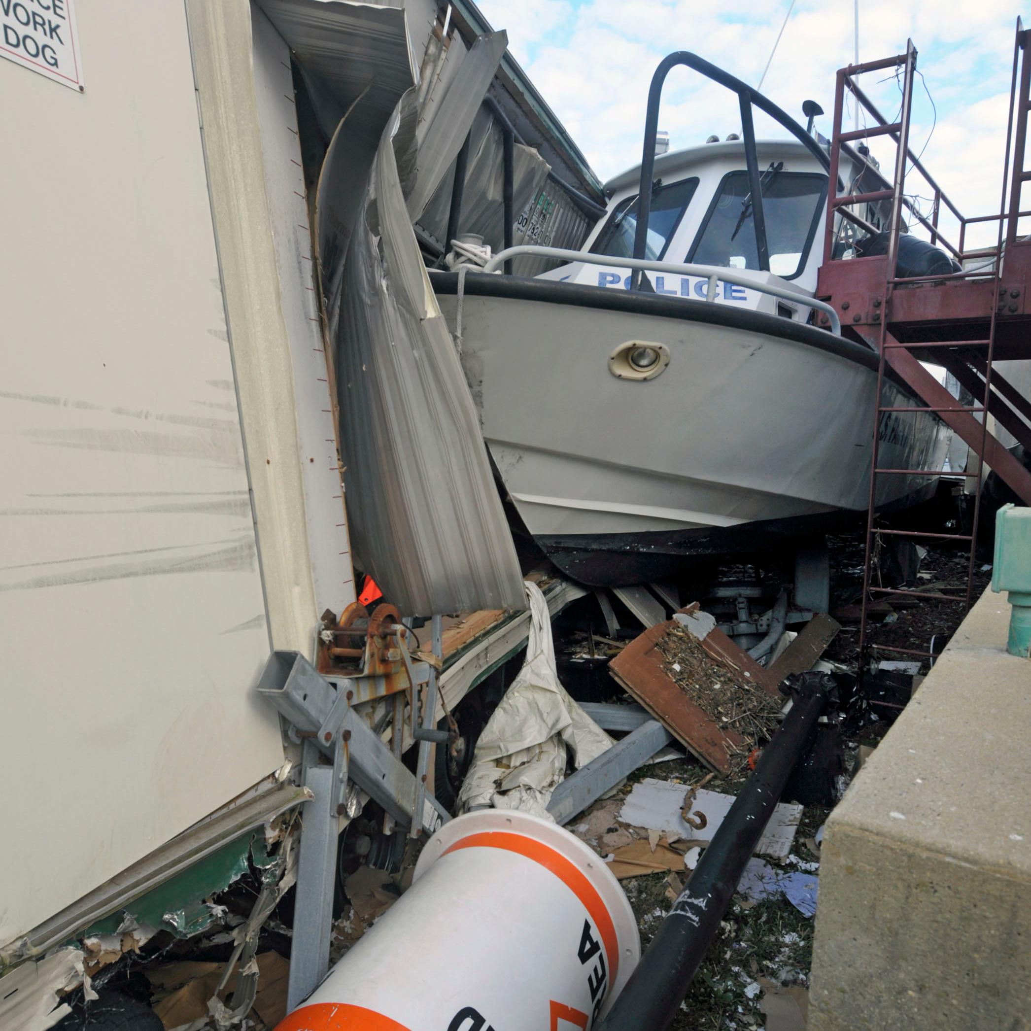 hurricane damage to park police boat