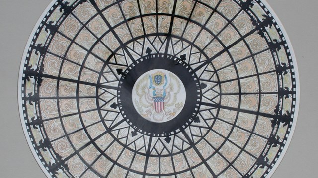 The circular memorial laylight design with original paint colors  