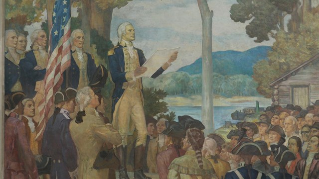 Winthrop Sargent, the secretary of the Northwest Territory reads the Northwest Ordinance to settlers