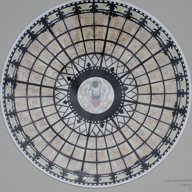 The circular memorial laylight design with original paint colors  