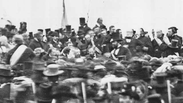 The only known picture of Abraham Lincoln from the November 19, 1863 ceremony.