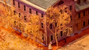 The Wills House from the diorama exhibit of downtown Gettysburg inside the Wills House.