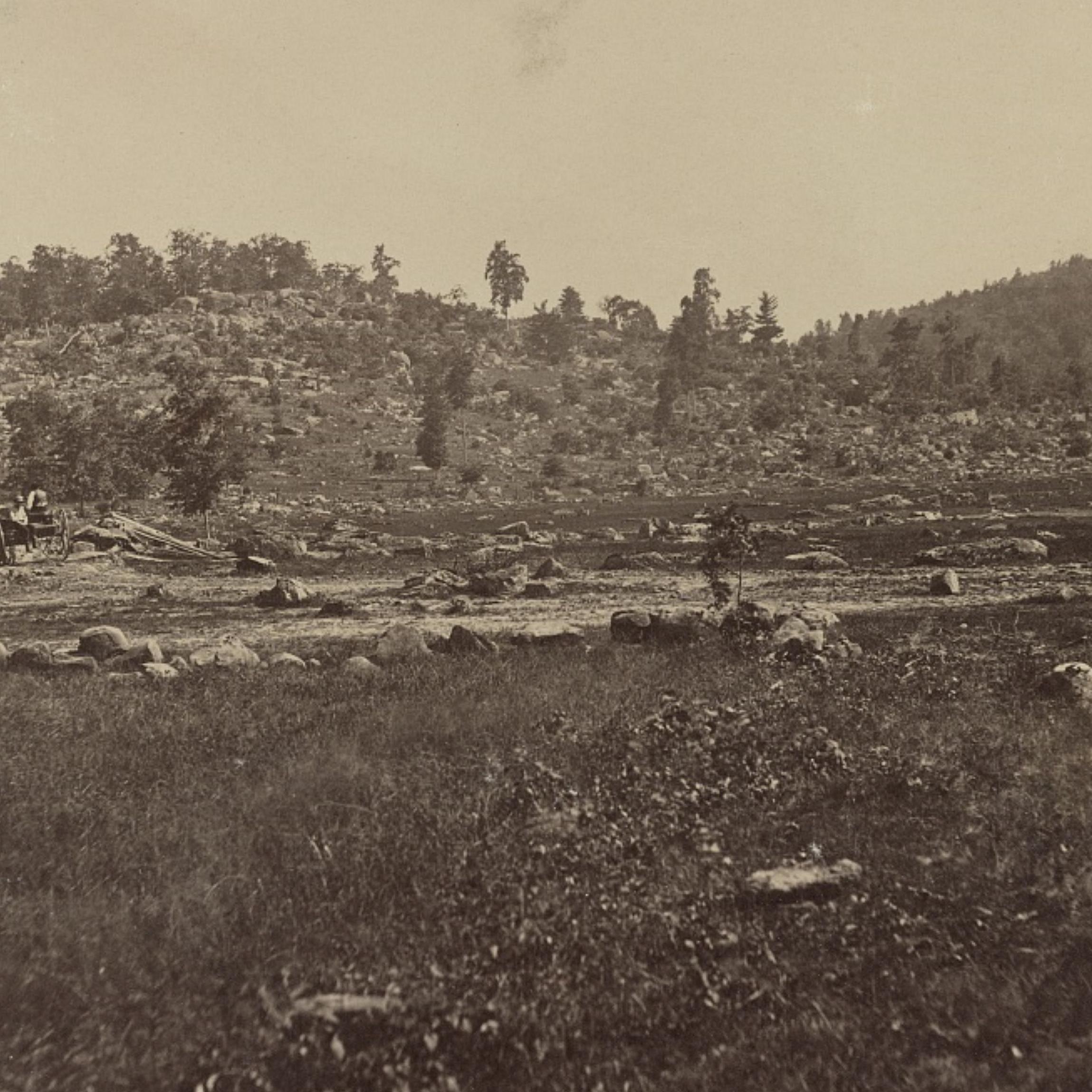 Black and white image of Little Round Top
