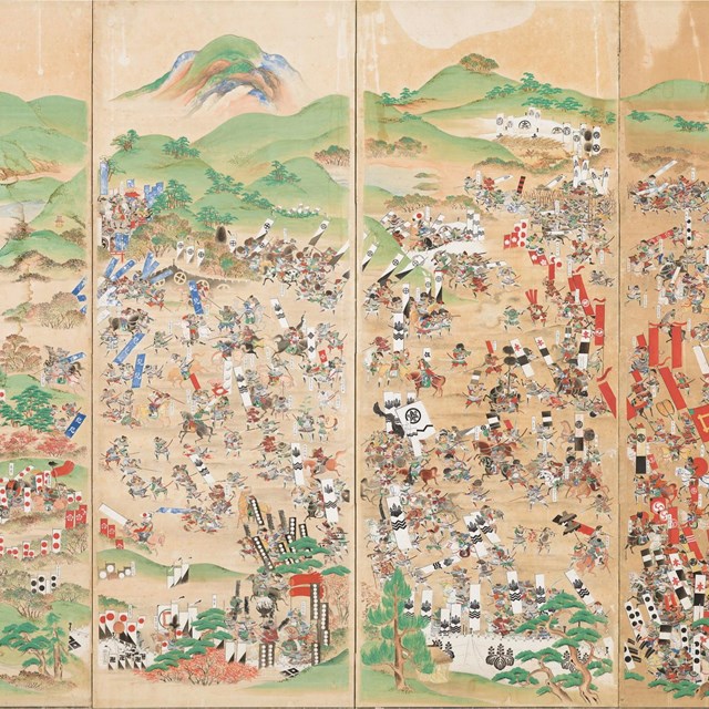 Picture of a six-panel folding screen of the Battle of Sekigahara.