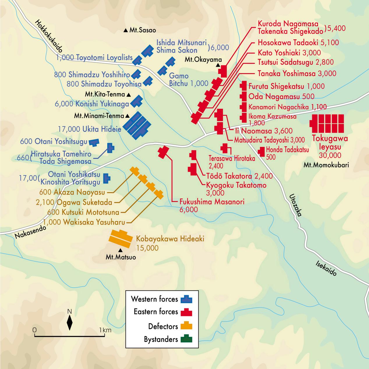 Battle Lines at Sekigahara the morning of October 21, 1600