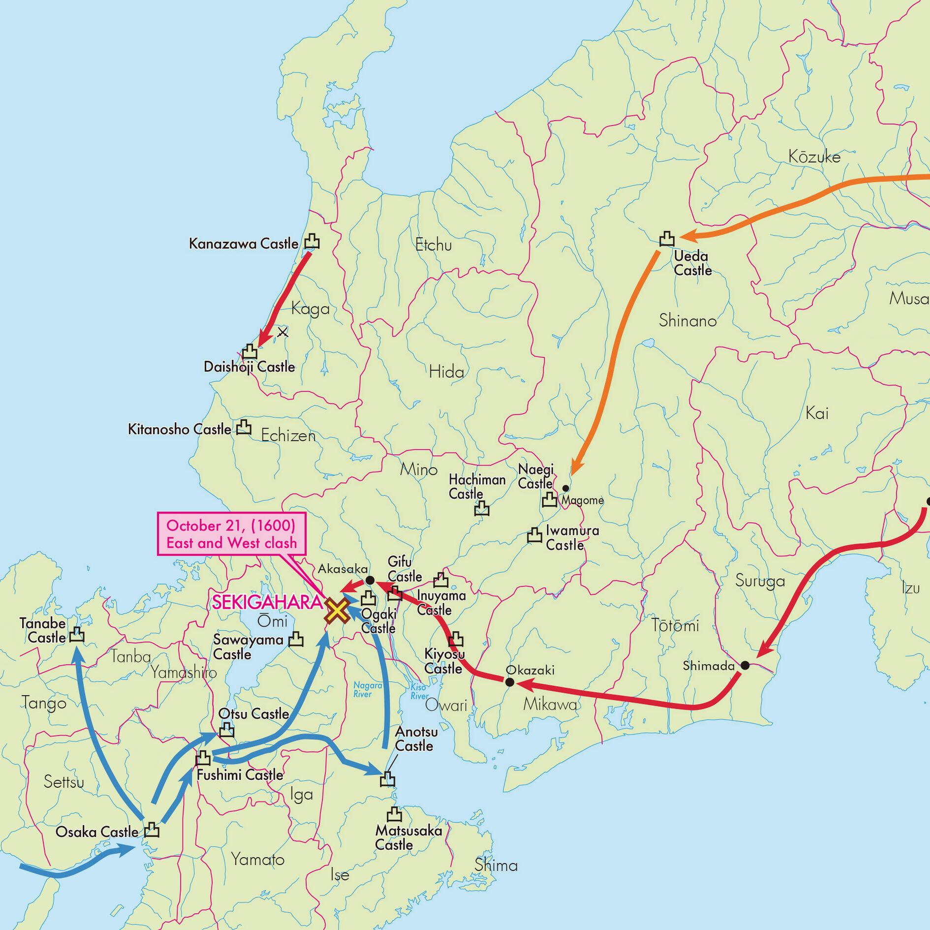 Picture of western and eastern armies moving.