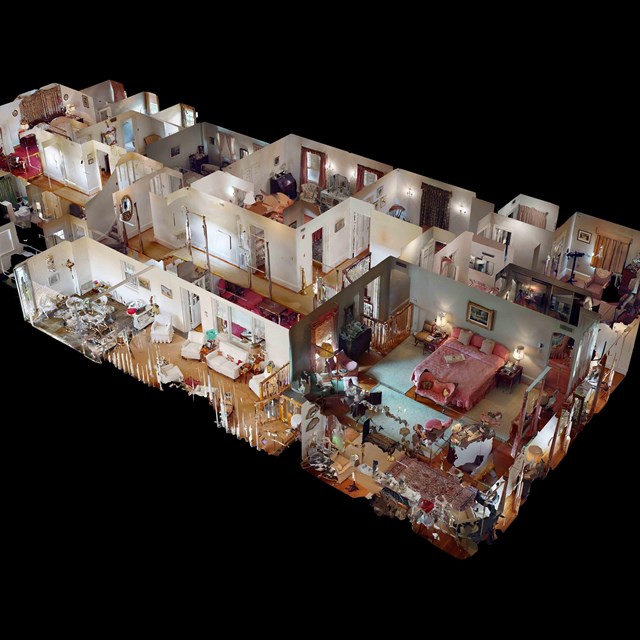 A 3D cut away view of the interior of the Eisenhower Home.