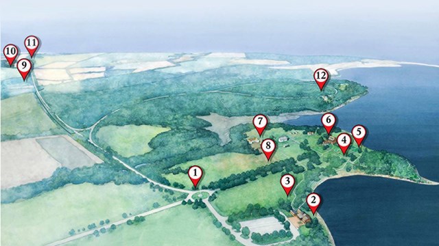 Map of the park with pin for tour stops