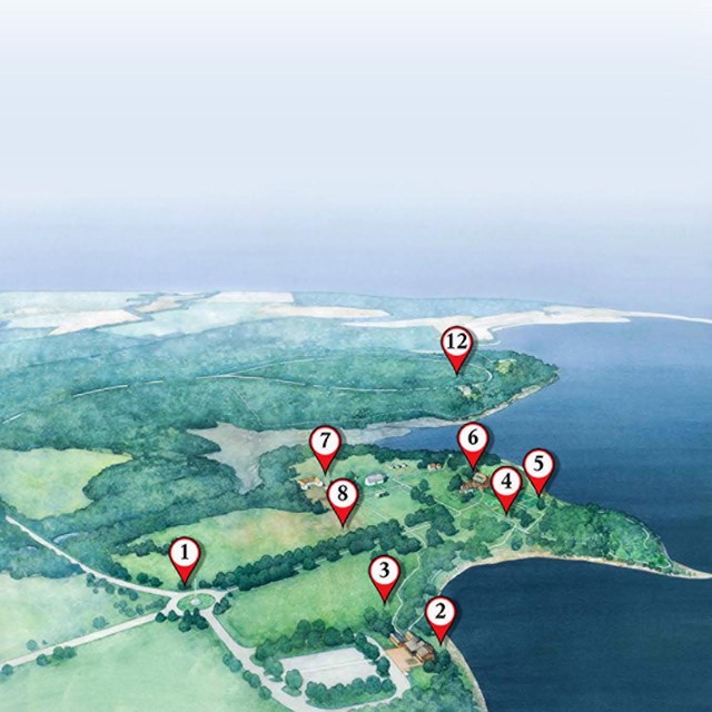 Map of the park with pin for tour stops