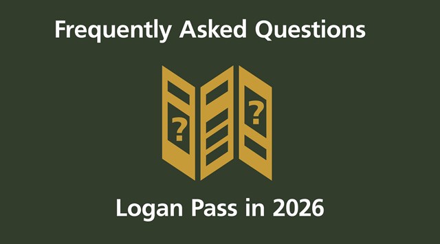 Graphic: Frequently Asked Questions, brochure icon, Logan Pass 2026