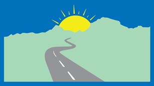 Graphic of a road disappearing into the mountains