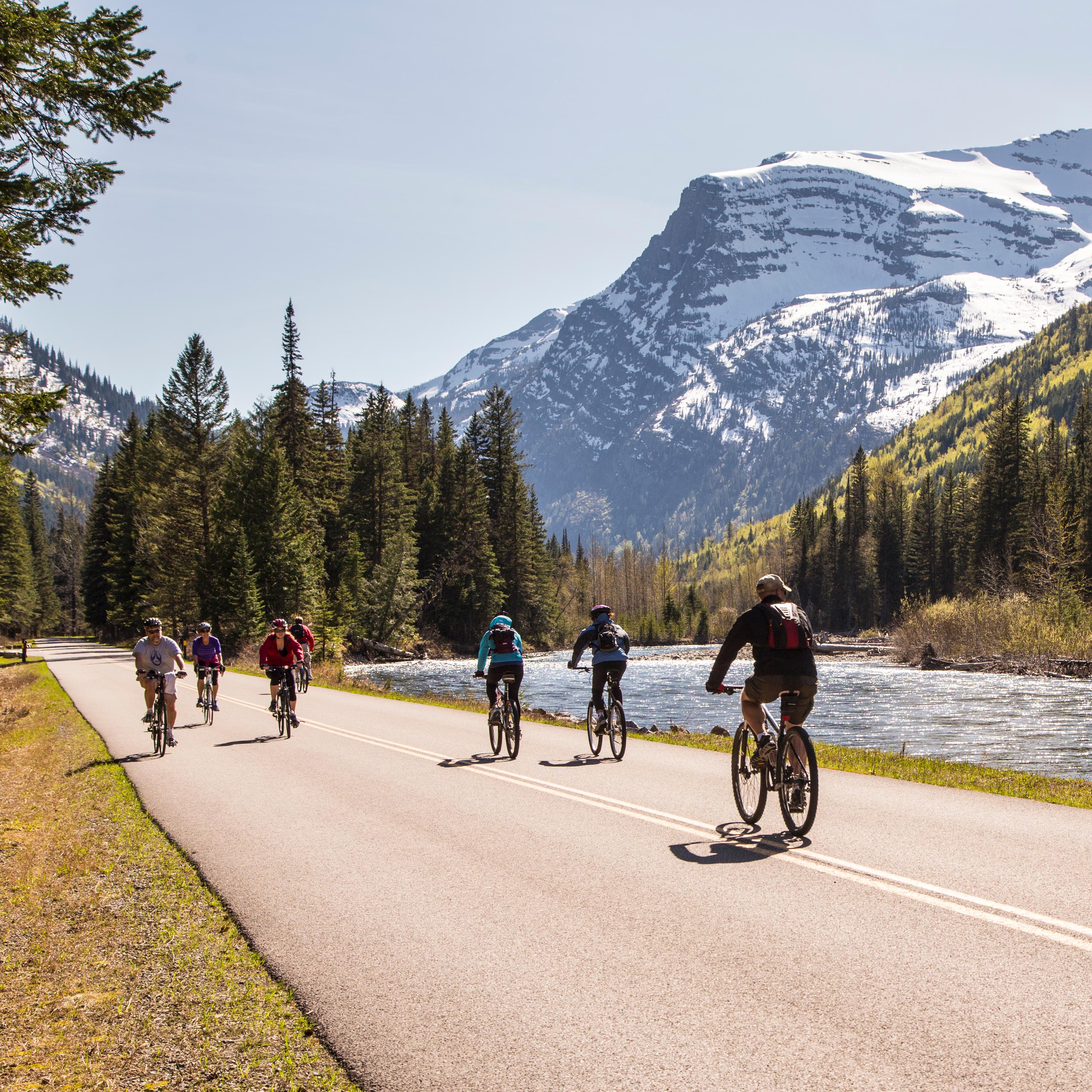 Cyclists on the Going-to-the-Sun Road in Glacier National Park