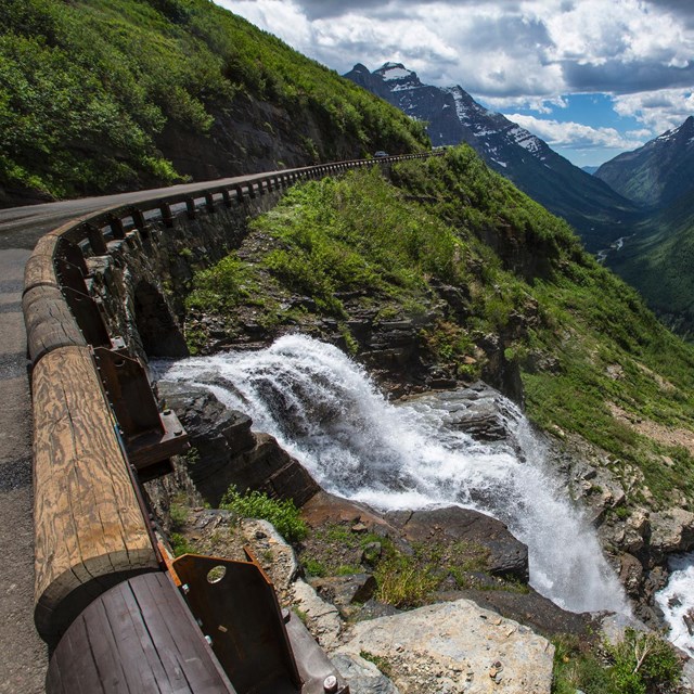 Haystack Creek flowing under the Going-to-the-Sun Road 