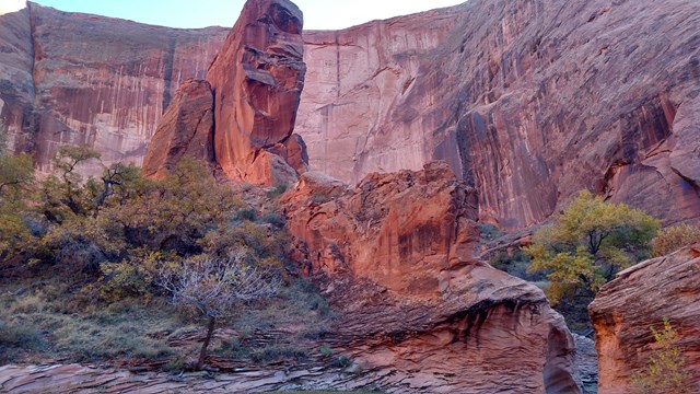 Red sandstone structures
