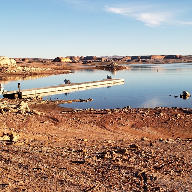 Dock on desert lake