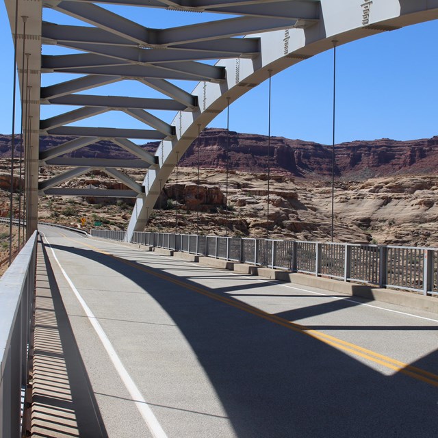 Road bridge spanning a canyon