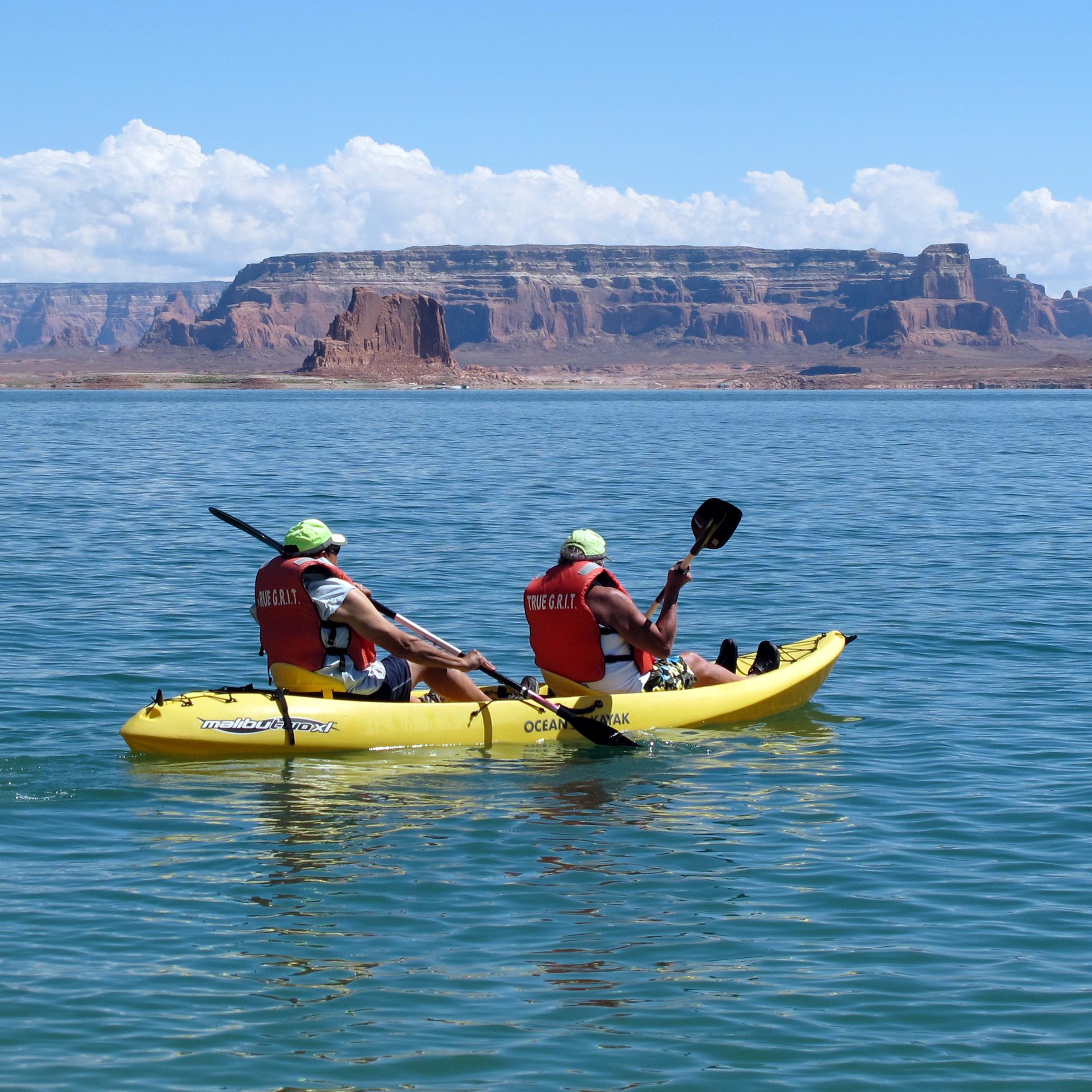 Pair paddle lake in a sit on top sea kayak