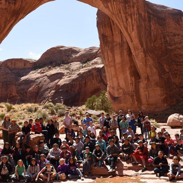 Large group of children at Rainbow Bridge