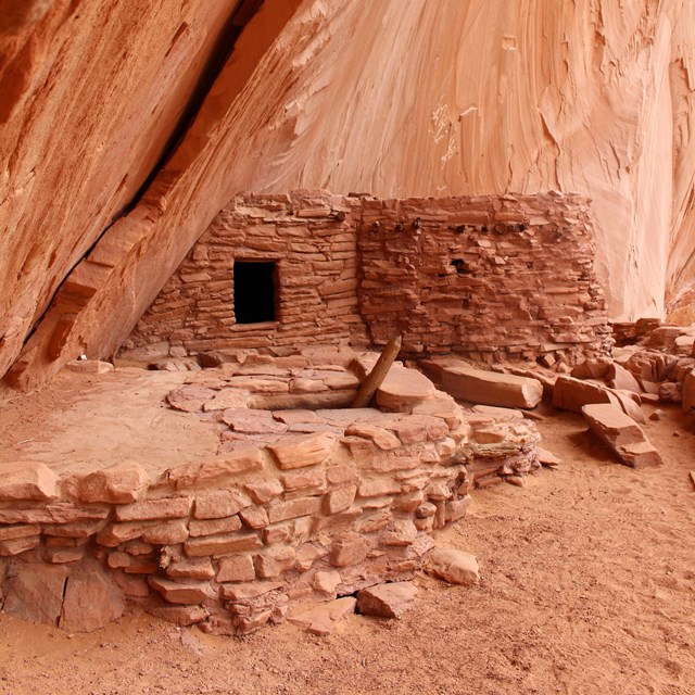 Ancient structure of stacked rock slabs