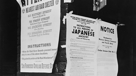 historical photo of Exclusion posters taped to street pole