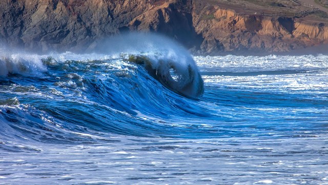 Waves crashing at Rodeo Beach.