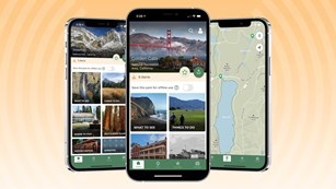 A cell phone camera showing a bridge. White text reads 