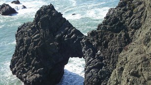 Pillow basalt arch at the Point Bonita Lighthouse 