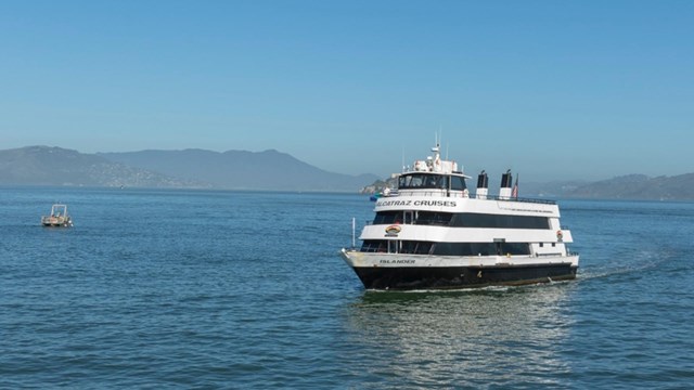 an Alcatraz Ferry Boat on the water