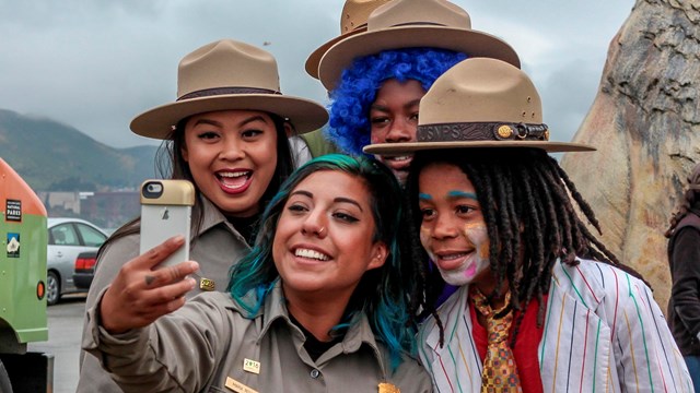 group of kids and rangers 