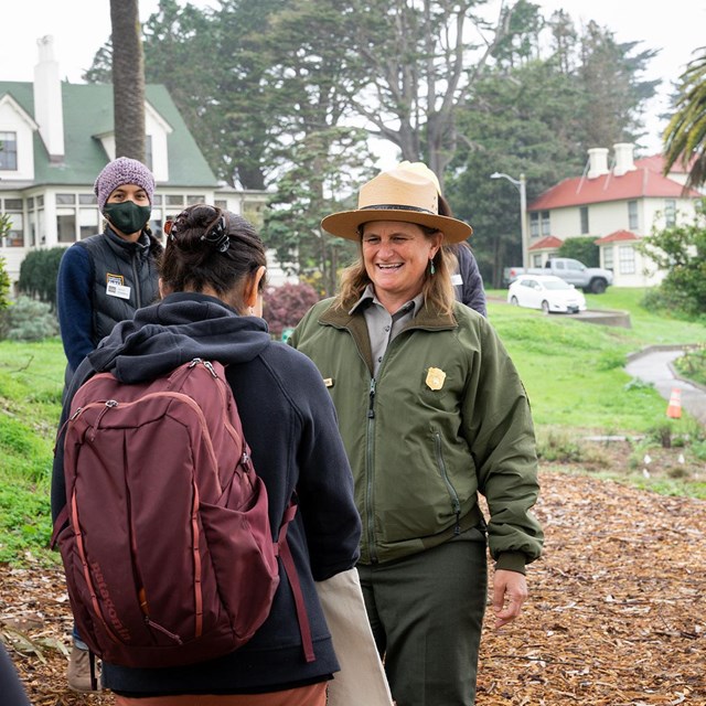 Rangers greet park visitor