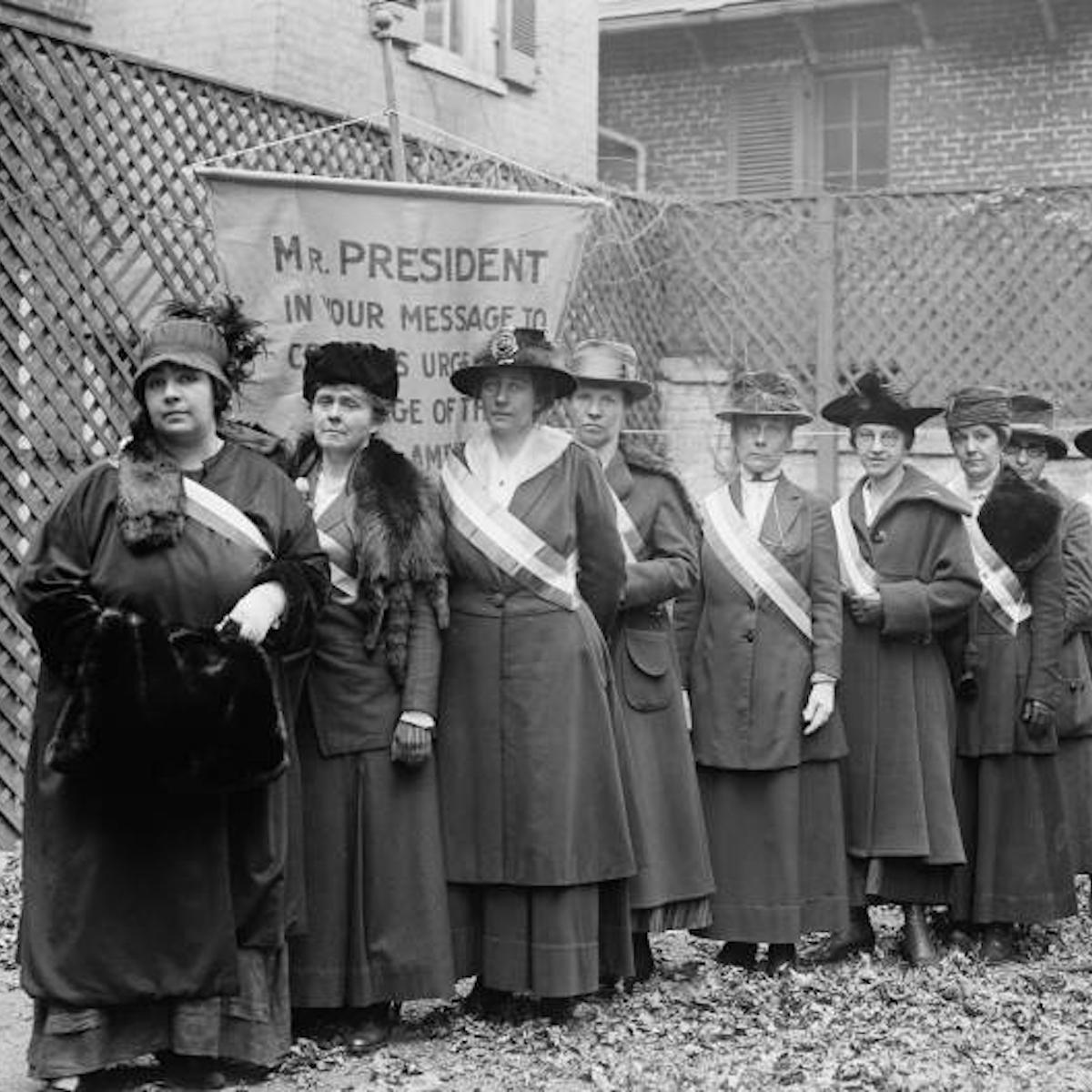 Group of white women organizing for voting rights