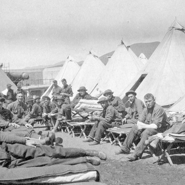 Troops at their camp 