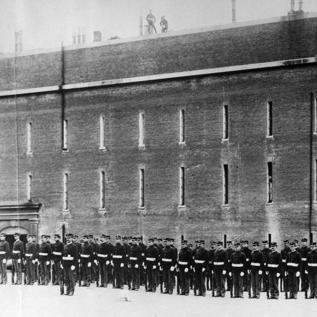 Troops at Fort Point c1900 