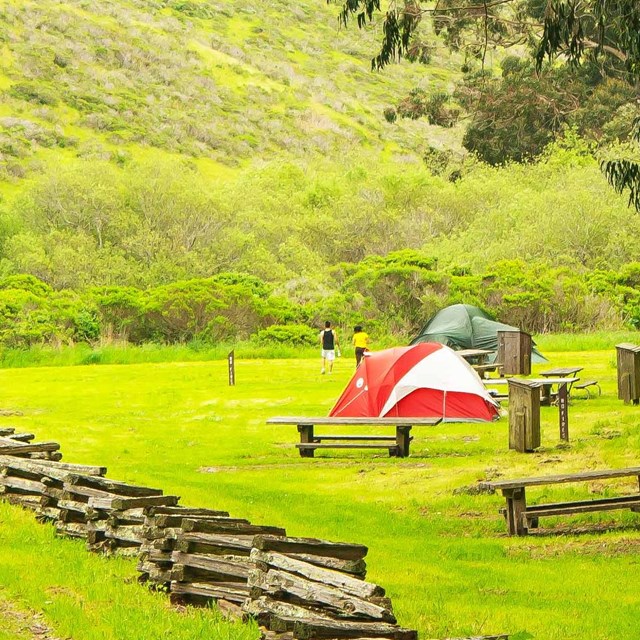 A tent set up at a camp site in Tennessee Valley 