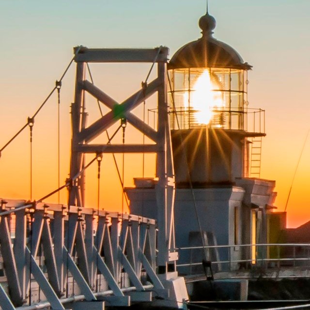 Scenic view of Point Bonita lighthouse at sunset