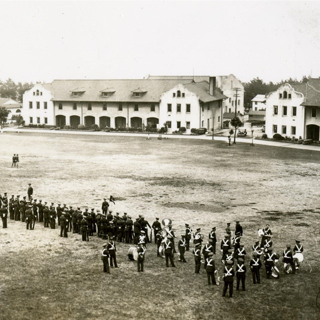 Troops at a Review on the parade ground of fort scott 