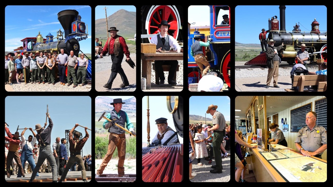 Colorful photos of staff, locomotives at work
