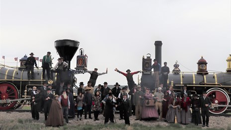 Reenactors gather. 